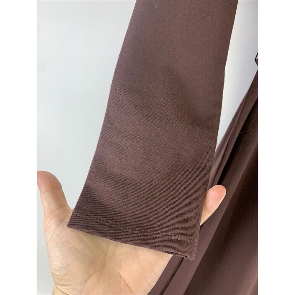 Garnet Hill Turtleneck Midi Dress Brown Tencel Slit Tie Belt Knit Stretch Medium - Picture 3 of 12